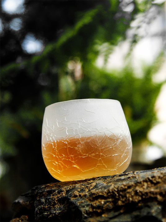 Clear Wine Glass Japanese Style Ice Crack Tea Cup