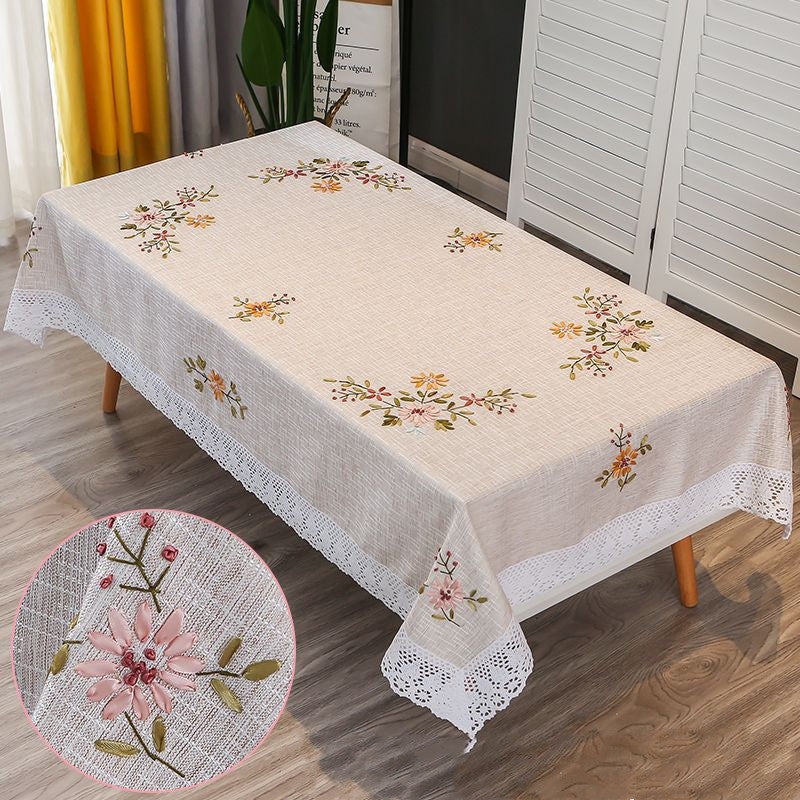 Hand Embroidered Coffee Table Rectangular Household Table Cloth