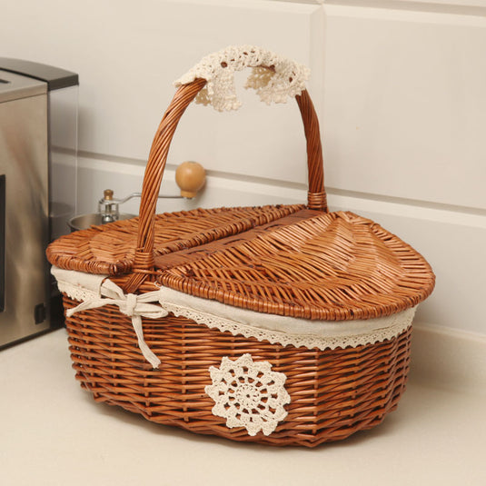 Wicker storage basket hand-woven