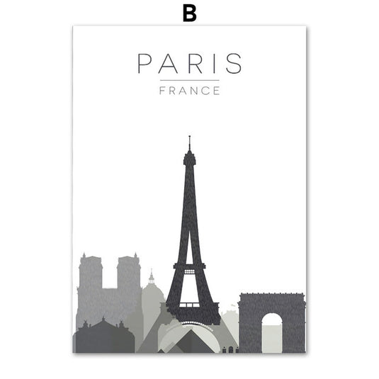 Carte de la ville de Paris, peinture sur toile, affiche nordique