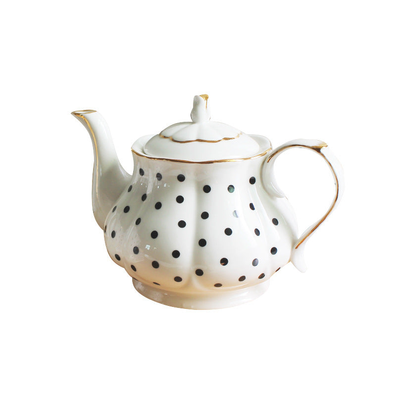 English afternoon tea set bone china polka dot handmade gold teapot