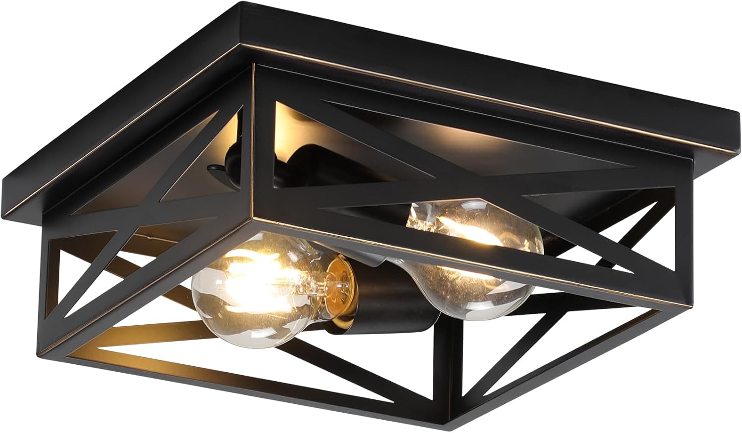 2Pack Vintage Farmhouse Flush Mount Ceiling Light Fixtures, 2-Light Hallway Kitchen Ceiling Light, Industrial Farmhouse Light Fixtures Ceiling Mount for Bedroom - Grand Goldman