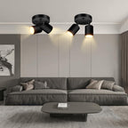 2 Light Track Lighting Fixtures Ceiling, Matte Black Round Directional Ceiling Spotlight, GU10 Flush Mount Track Fixture, Adjustable Modern LED Track Lights for Kitchen/Living Room, Bulb Not Included - Grand Goldman