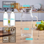 2 Liter 68 oz Glass Pitcher with Lid and Spout, Bivvclaz Water Pitcher for Fridge, Glass Carafe for Hot/Cold Water, Large Iced Tea Pitcher for Coffee, Juice and Homemade Beverage - Grand Goldman