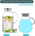 2 Liter 68 oz Glass Pitcher with Lid and Spout, Bivvclaz Water Pitcher for Fridge, Glass Carafe for Hot/Cold Water, Large Iced Tea Pitcher for Coffee, Juice and Homemade Beverage - Grand Goldman