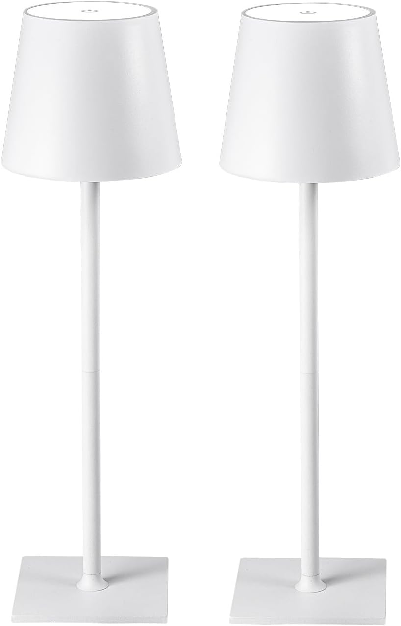 2 Pack Cordless Table Lamps, 3 Colors Stepless Dimming, 5000mAh Rechargeable Battery LED Desk Lamp for Bedroom/Couple Dinner/Desk/Cafe/Dining Room/Terrace - Grand Goldman