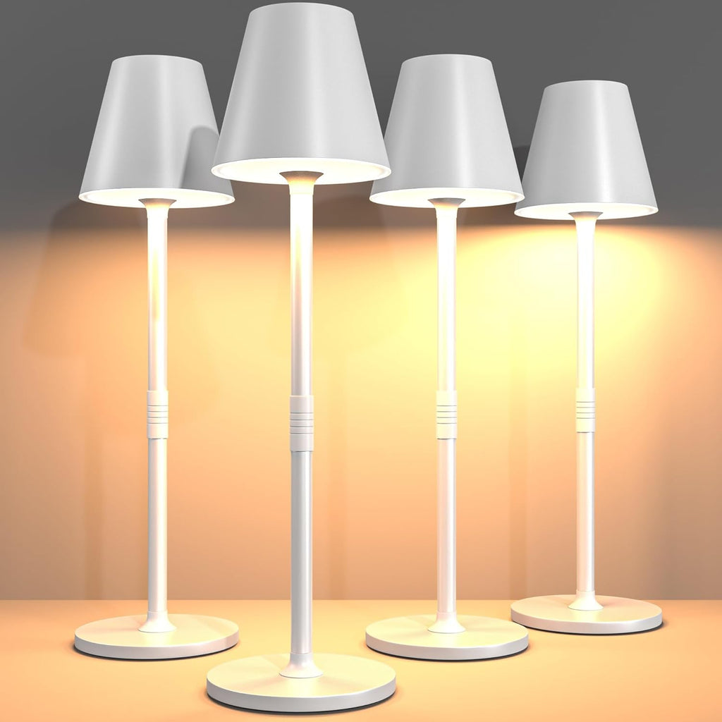 2 Pack LED CordlessTable Lamp,4000mAh Rechargeable Battery Desk lamp,3 Level Brightness Night Light,Minimalist Design, for Couple Dinner/Coffee Table/Restaurant/Bedroom(Black 2pack) - Grand Goldman