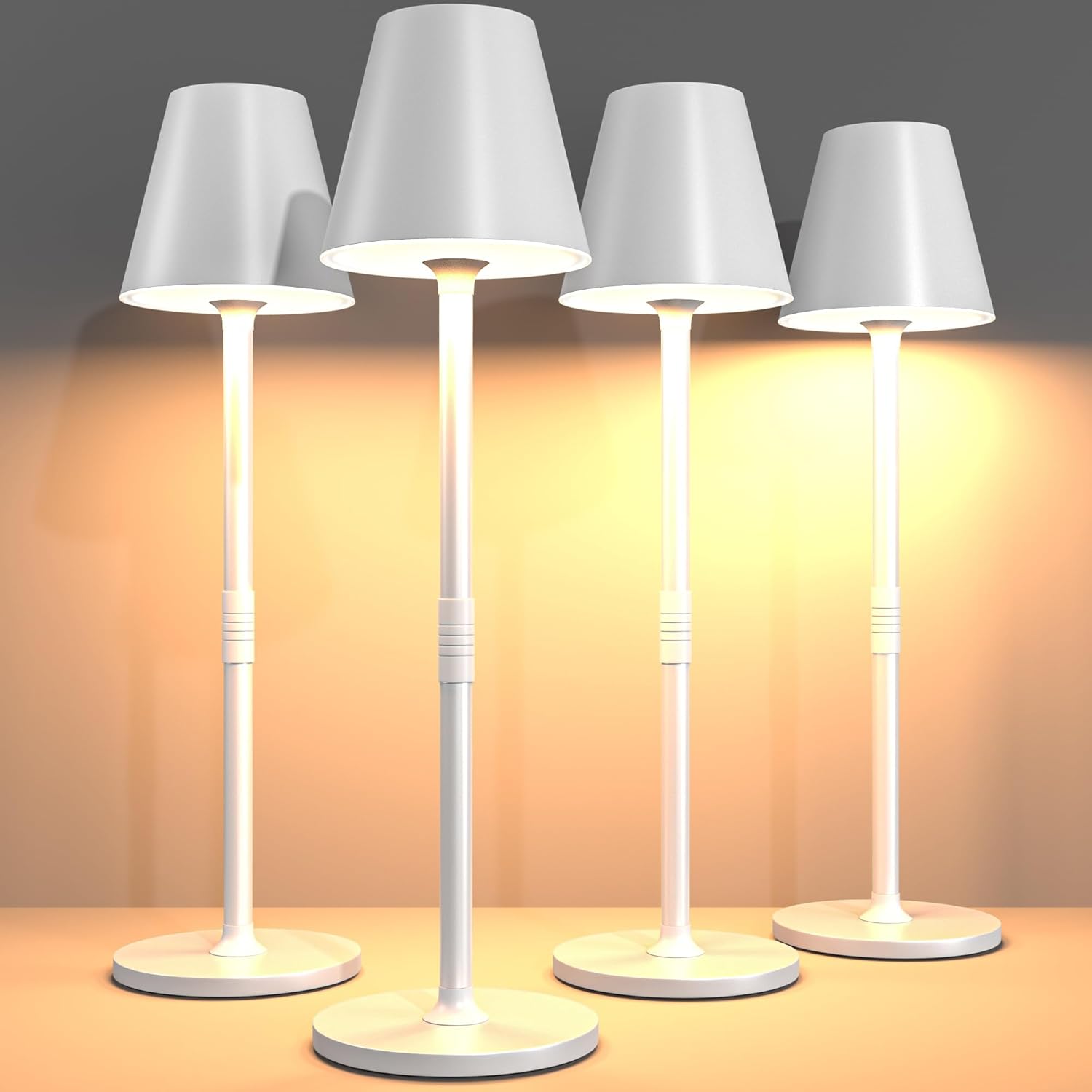 2 Pack LED CordlessTable Lamp,4000mAh Rechargeable Battery Desk lamp,3 Level Brightness Night Light,Minimalist Design, for Couple Dinner/Coffee Table/Restaurant/Bedroom(Black 2pack) - Grand Goldman