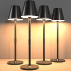 2 Pack LED CordlessTable Lamp,4000mAh Rechargeable Battery Desk lamp,3 Level Brightness Night Light,Minimalist Design, for Couple Dinner/Coffee Table/Restaurant/Bedroom(Black 2pack) - Grand Goldman