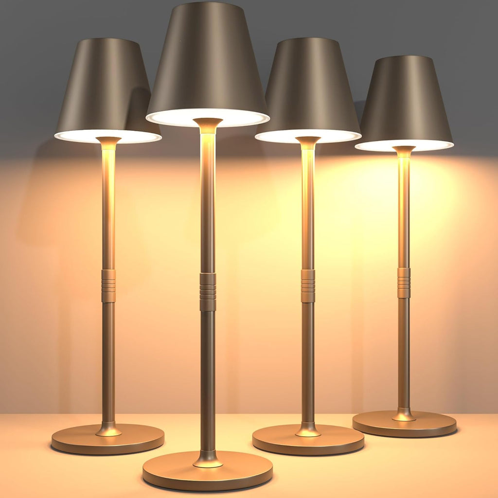 2 Pack LED CordlessTable Lamp,4000mAh Rechargeable Battery Desk lamp,3 Level Brightness Night Light,Minimalist Design, for Couple Dinner/Coffee Table/Restaurant/Bedroom(Black 2pack) - Grand Goldman