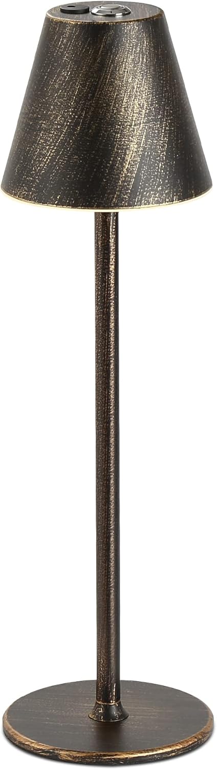 2 Pack LED CordlessTable Lamp,4000mAh Rechargeable Battery Desk lamp,3 Level Brightness Night Light,Minimalist Design, for Couple Dinner/Coffee Table/Restaurant/Bedroom(Black 2pack) - Grand Goldman