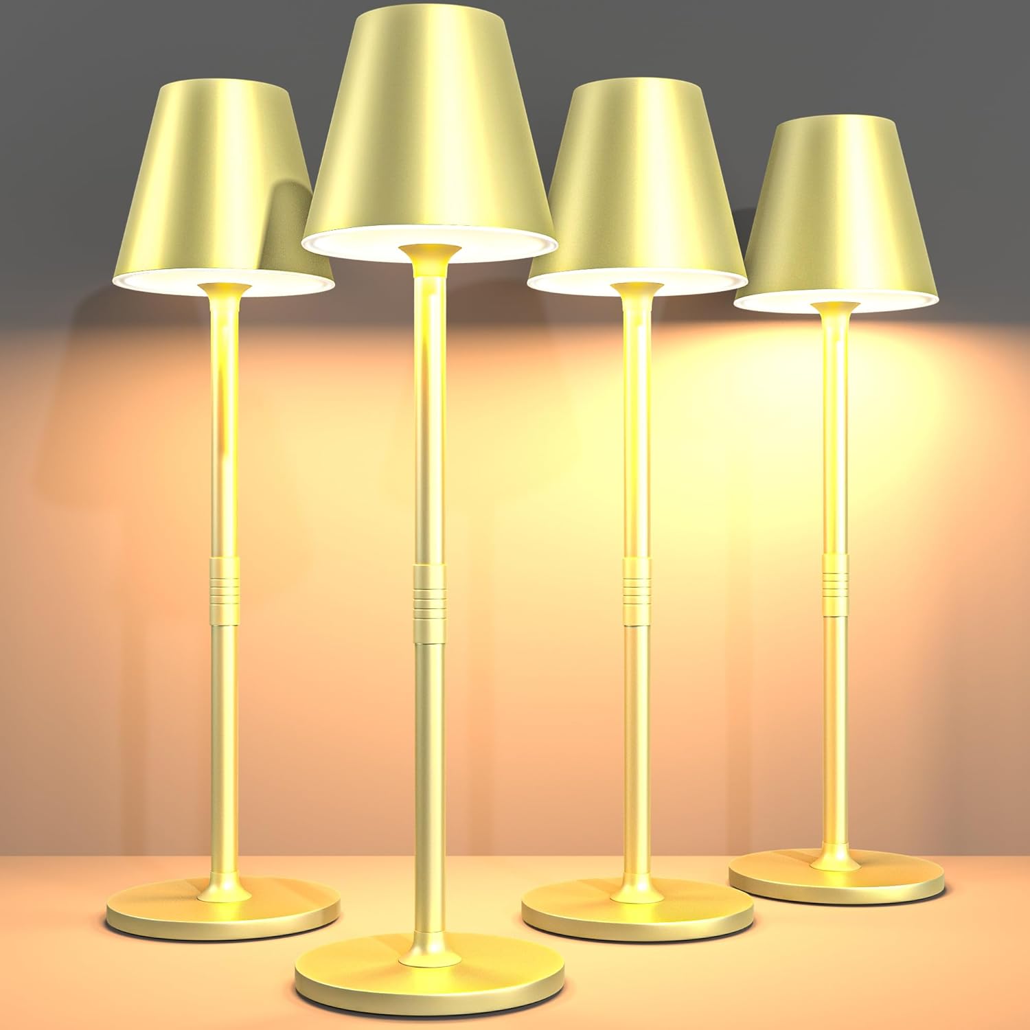 2 Pack LED CordlessTable Lamp,4000mAh Rechargeable Battery Desk lamp,3 Level Brightness Night Light,Minimalist Design, for Couple Dinner/Coffee Table/Restaurant/Bedroom(Black 2pack) - Grand Goldman