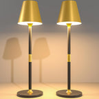 2 Pack LED CordlessTable Lamp,4000mAh Rechargeable Battery Desk lamp,3 Level Brightness Night Light,Minimalist Design, for Couple Dinner/Coffee Table/Restaurant/Bedroom(Black 2pack) - Grand Goldman