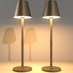 2 Pack LED CordlessTable Lamp,4000mAh Rechargeable Battery Desk lamp,3 Level Brightness Night Light,Minimalist Design, for Couple Dinner/Coffee Table/Restaurant/Bedroom(Black 2pack) - Grand Goldman