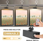 2 Pack Picture Light Battery Operated for Wall, 16" Wireless Display Art Lighting for Painting with Remote, Dimmable 5200mAh Picture Frame Lights for Gallery, Black - Grand Goldman