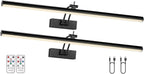 2 Pack Picture Light Battery Operated for Wall, 16" Wireless Display Art Lighting for Painting with Remote, Dimmable 5200mAh Picture Frame Lights for Gallery, Black - Grand Goldman