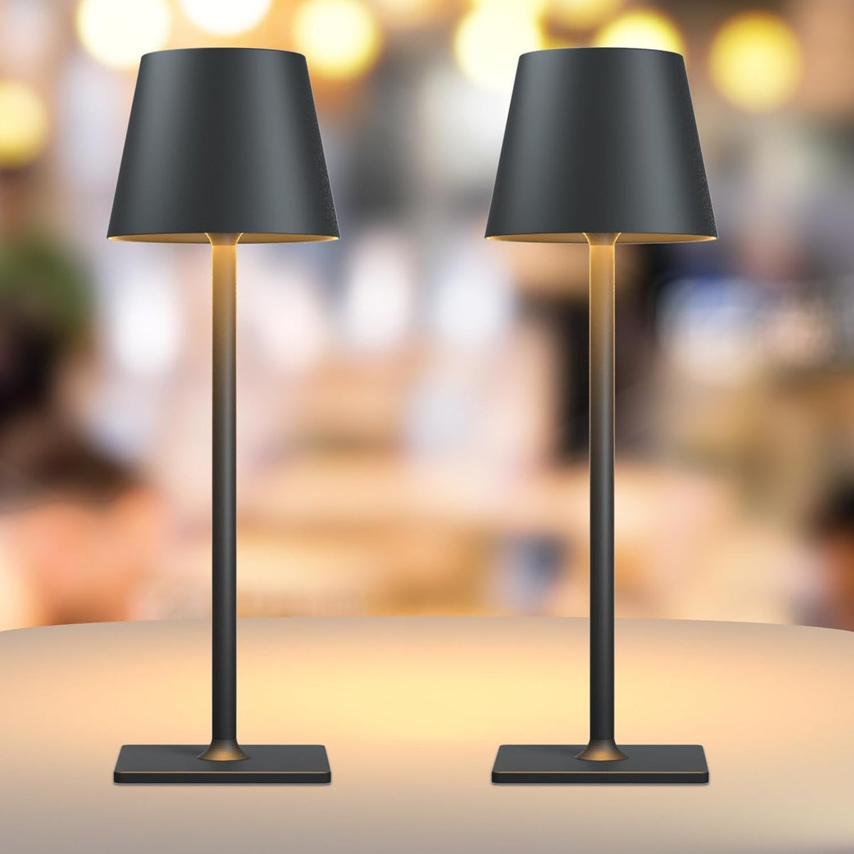 2 Pack Rechargeable Table Lamps,Cordless Lamp with 6000mAh Battery Operated, Portable Indoor/Outdoor Table Lamp for Patio Restaurant Home Dinner Dining Kitchen,Waterproof & Wireless - Grand Goldman