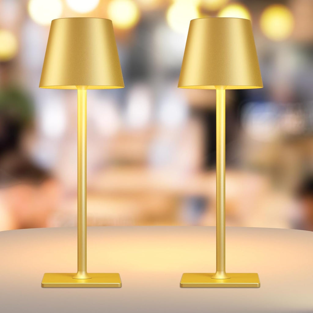 2 Pack Rechargeable Table Lamps,Cordless Lamp with 6000mAh Battery Operated, Portable Indoor/Outdoor Table Lamp for Patio Restaurant Home Dinner Dining Kitchen,Waterproof & Wireless - Grand Goldman