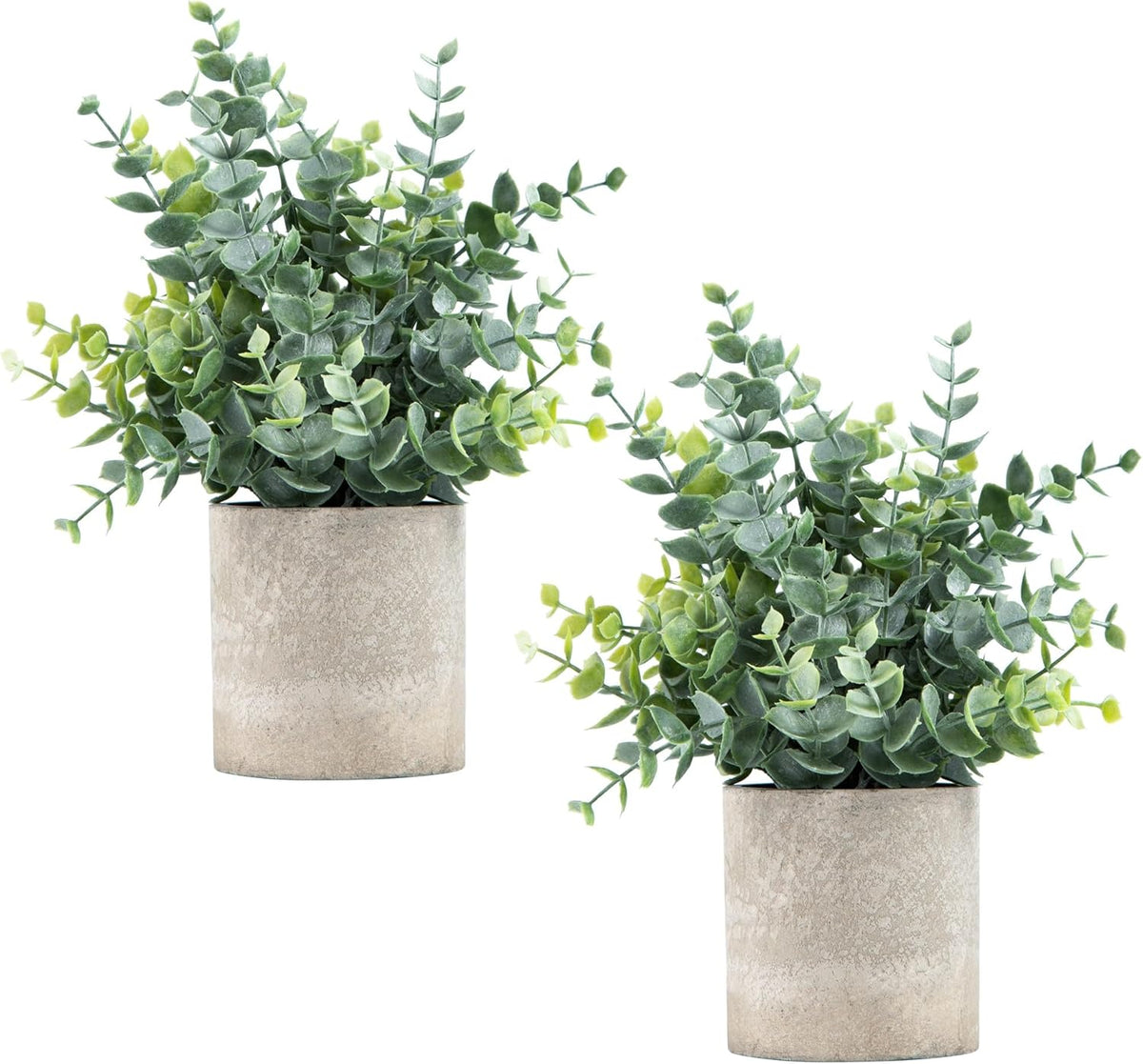 2 Pack Small Fake Plants Eucalyptus Potted Artificial Plants for Shelf Desk Home Bathroom Farmhouse Room Coffee Table Decor (Sage Green) - Grand Goldman