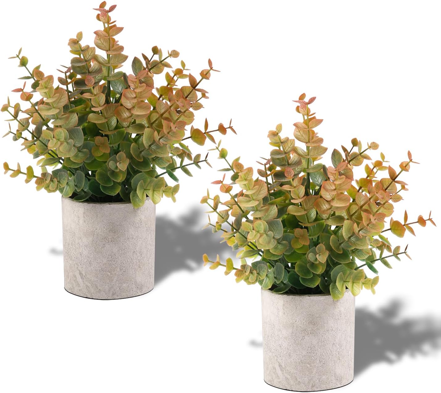 2 Pack Small Fake Plants Eucalyptus Potted Artificial Plants for Shelf Desk Home Bathroom Farmhouse Room Coffee Table Decor (Sage Green) - Grand Goldman