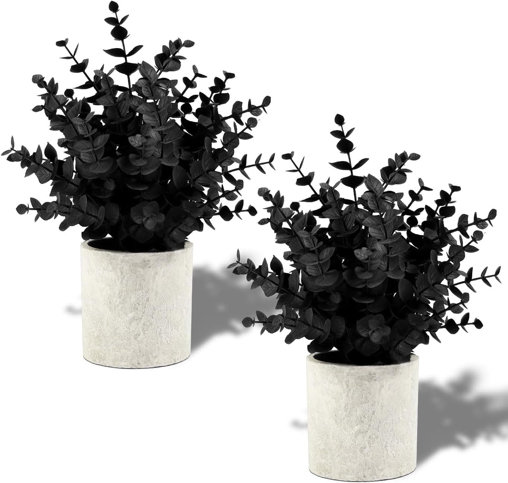 2 Pack Small Fake Plants Eucalyptus Potted Artificial Plants for Shelf Desk Home Bathroom Farmhouse Room Coffee Table Decor (Sage Green) - Grand Goldman