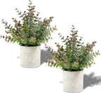 2 Pack Small Fake Plants Eucalyptus Potted Artificial Plants for Shelf Desk Home Bathroom Farmhouse Room Coffee Table Decor (Sage Green) - Grand Goldman