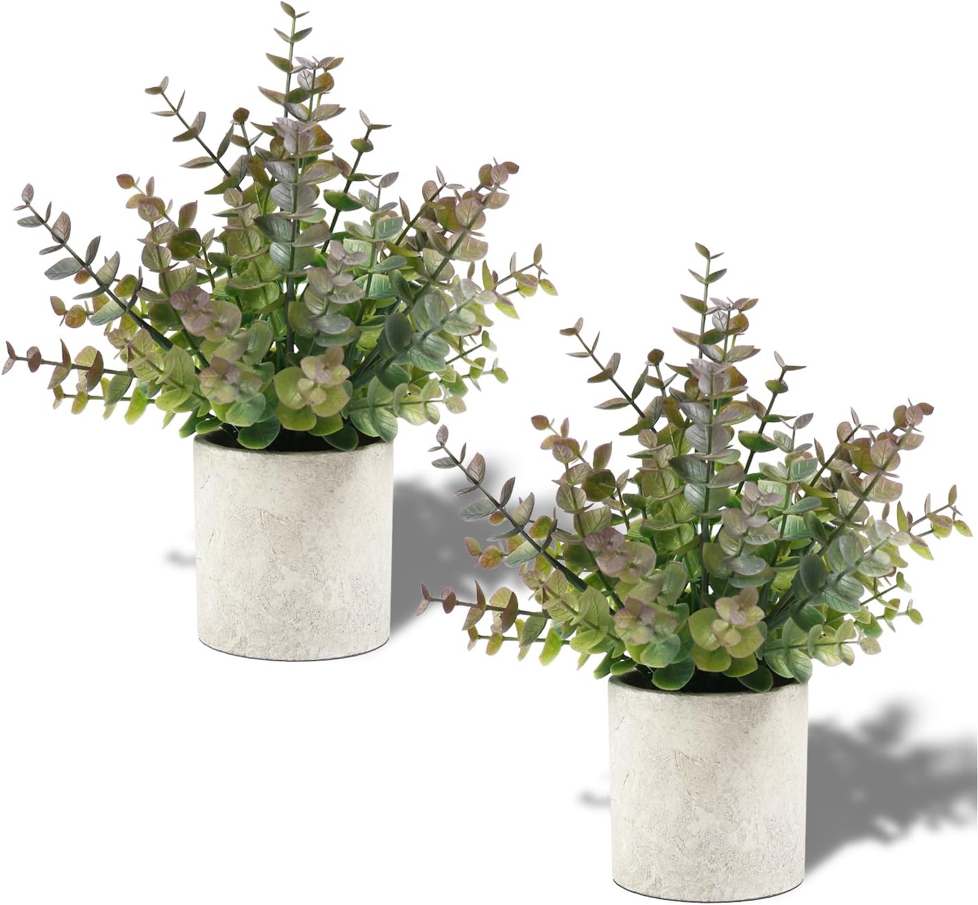 2 Pack Small Fake Plants Eucalyptus Potted Artificial Plants for Shelf Desk Home Bathroom Farmhouse Room Coffee Table Decor (Sage Green) - Grand Goldman