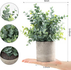 2 Pack Small Fake Plants Eucalyptus Potted Artificial Plants for Shelf Desk Home Bathroom Farmhouse Room Coffee Table Decor (Sage Green) - Grand Goldman