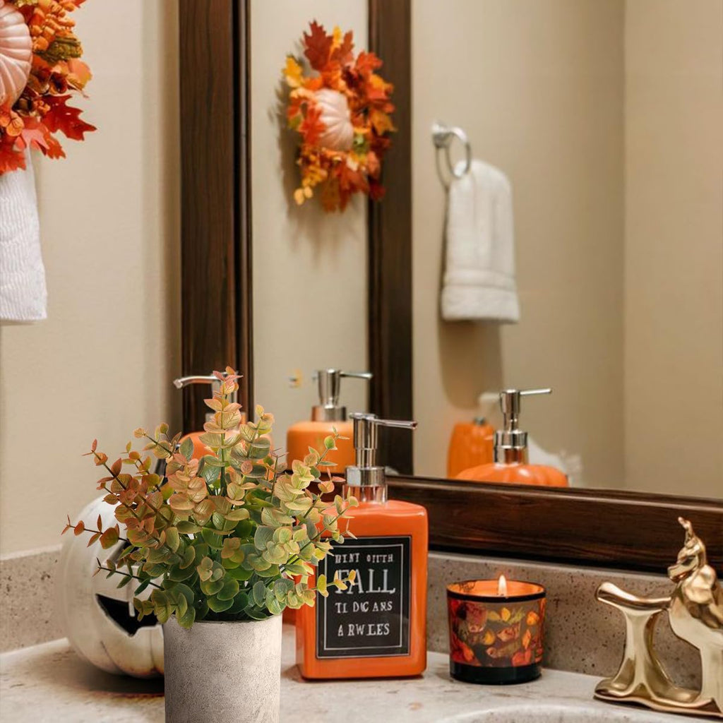 2 Pack Small Fake Plants Eucalyptus Potted Artificial Plants for Shelf Desk Home Bathroom Farmhouse Room Coffee Table Decor (Sage Green) - Grand Goldman