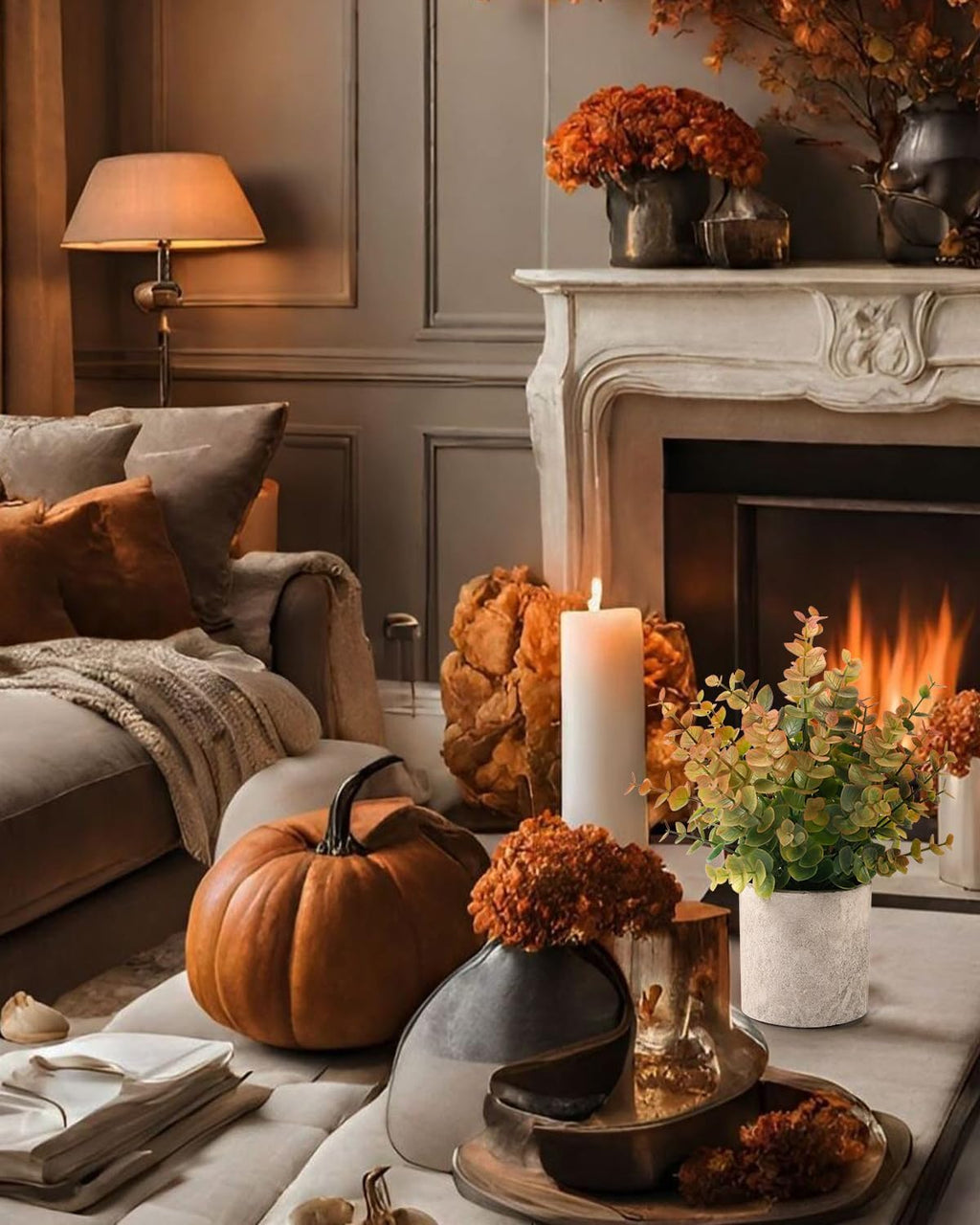 2 Pack Small Fake Plants Eucalyptus Potted Artificial Plants for Shelf Desk Home Bathroom Farmhouse Room Coffee Table Decor (Sage Green) - Grand Goldman