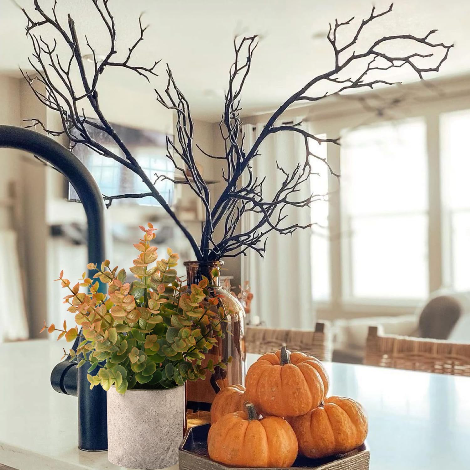 2 Pack Small Fake Plants Eucalyptus Potted Artificial Plants for Shelf Desk Home Bathroom Farmhouse Room Coffee Table Decor (Sage Green) - Grand Goldman