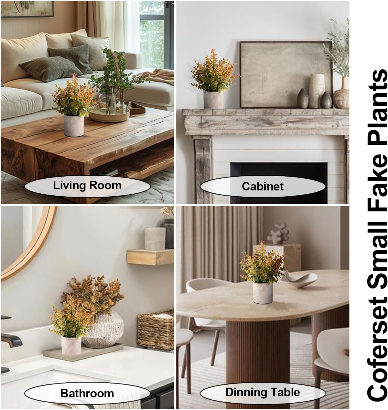 2 Pack Small Fake Plants Eucalyptus Potted Artificial Plants for Shelf Desk Home Bathroom Farmhouse Room Coffee Table Decor (Sage Green) - Grand Goldman