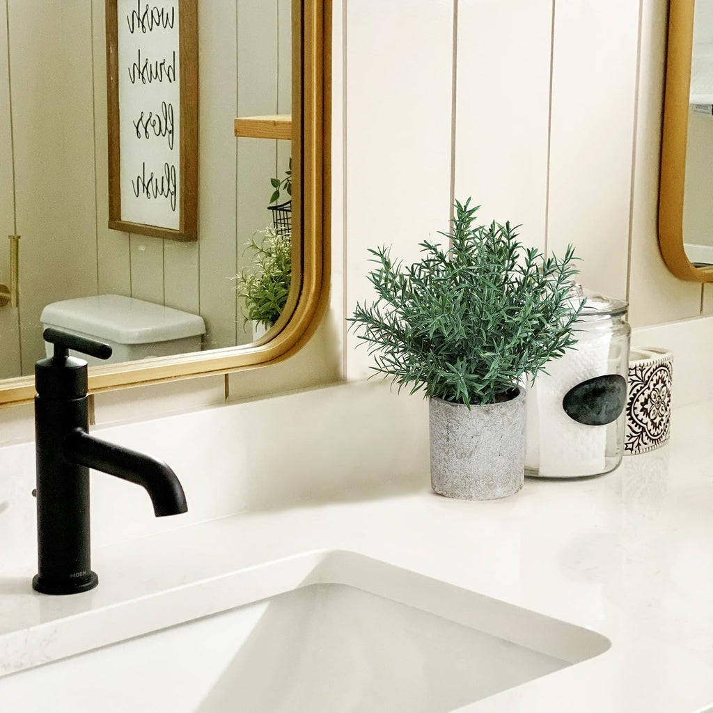 2 Pack Small Fake Plants Eucalyptus Potted Artificial Plants for Shelf Desk Home Bathroom Farmhouse Room Coffee Table Decor (Sage Green) - Grand Goldman