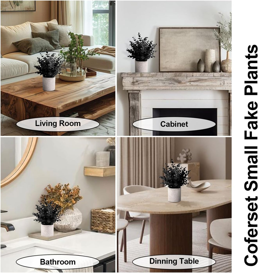 2 Pack Small Fake Plants Eucalyptus Potted Artificial Plants for Shelf Desk Home Bathroom Farmhouse Room Coffee Table Decor (Sage Green) - Grand Goldman