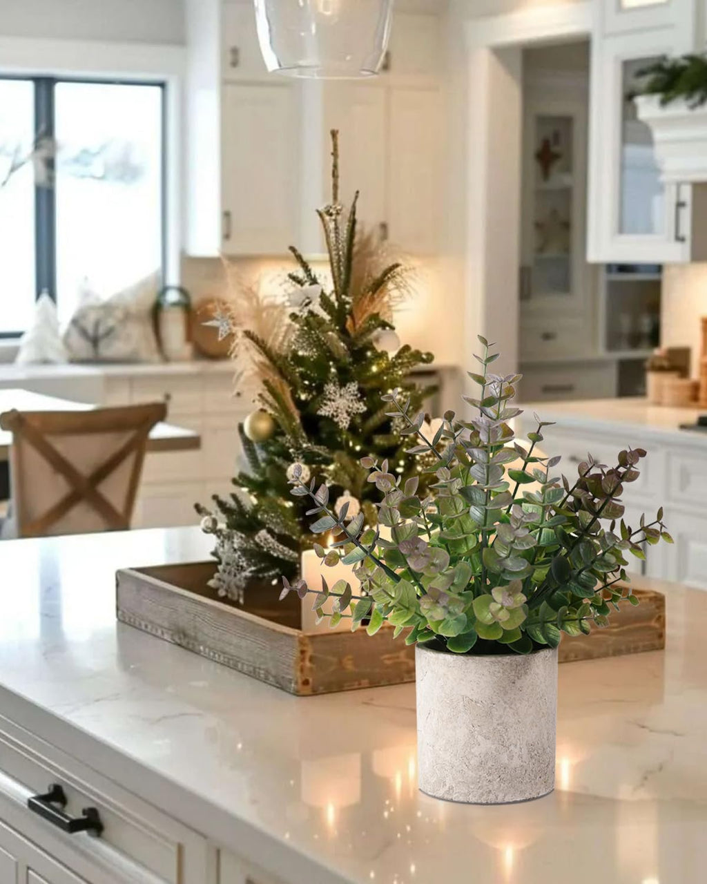 2 Pack Small Fake Plants Eucalyptus Potted Artificial Plants for Shelf Desk Home Bathroom Farmhouse Room Coffee Table Decor (Sage Green) - Grand Goldman