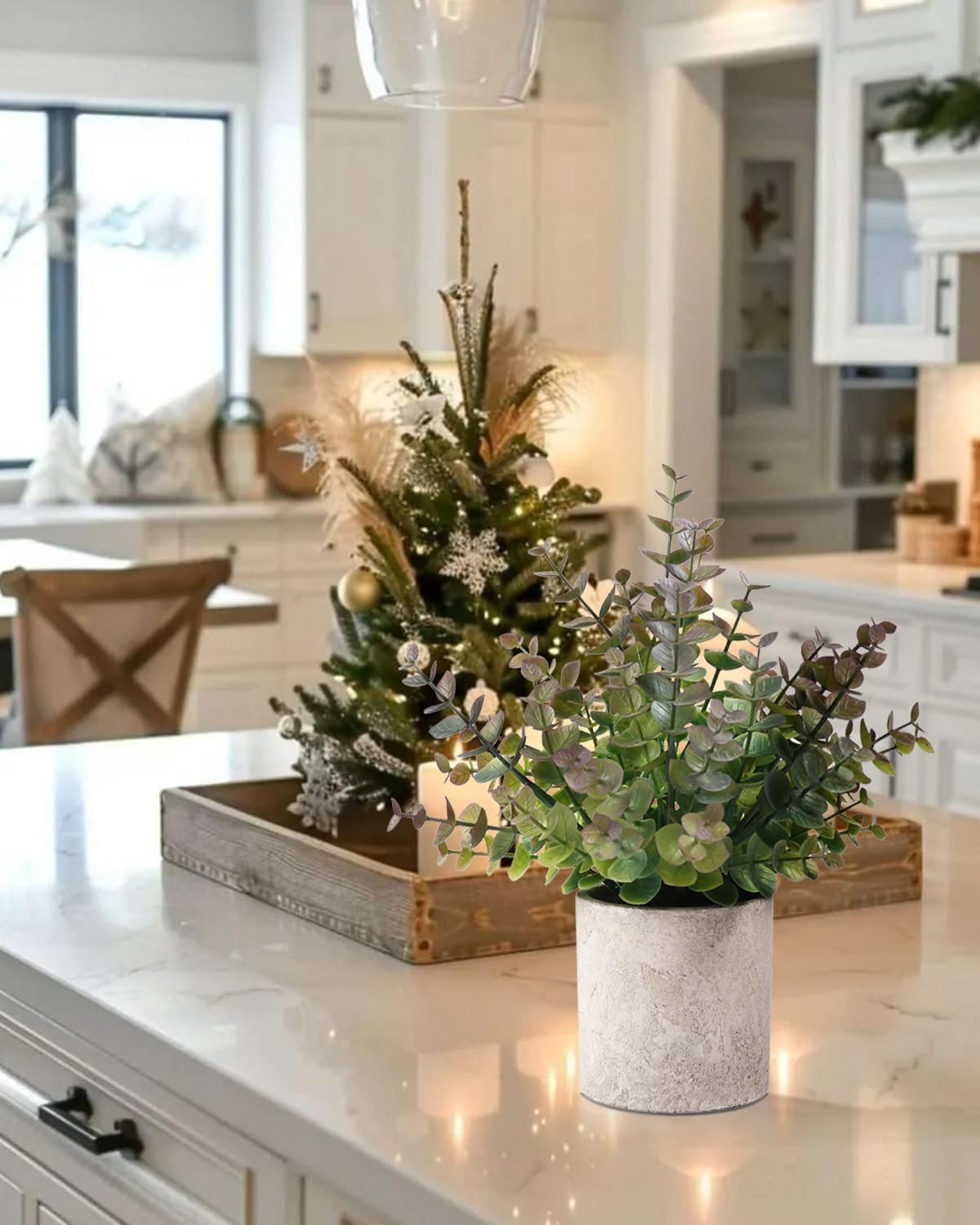 2 Pack Small Fake Plants Eucalyptus Potted Artificial Plants for Shelf Desk Home Bathroom Farmhouse Room Coffee Table Decor (Sage Green) - Grand Goldman