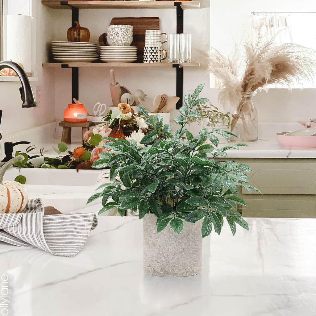 2 Pack Small Fake Plants Eucalyptus Potted Artificial Plants for Shelf Desk Home Bathroom Farmhouse Room Coffee Table Decor (Sage Green) - Grand Goldman