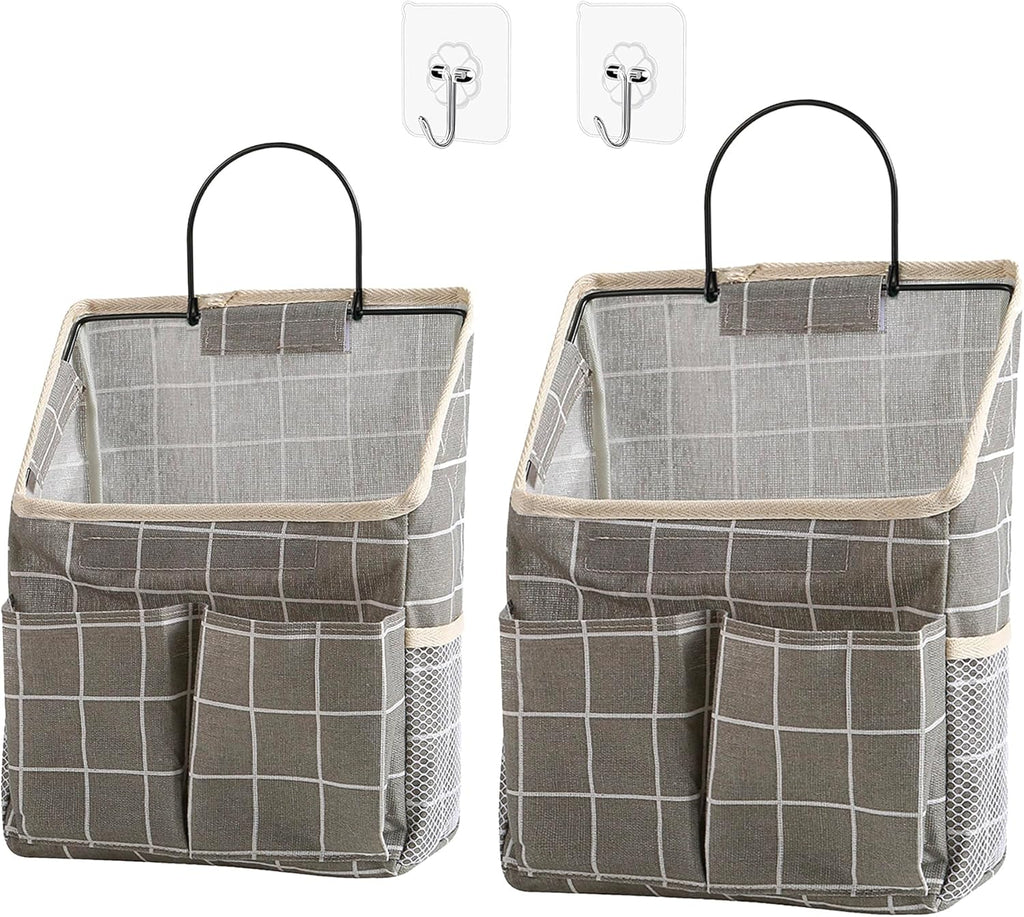 2 Pack Wall Hanging Storage Bag,Wall Hanging Organizer bags with Pockets, Wall Organizer Storage for Dormitory Bathroom Bedroom (Grey-upgraded)… - Grand Goldman