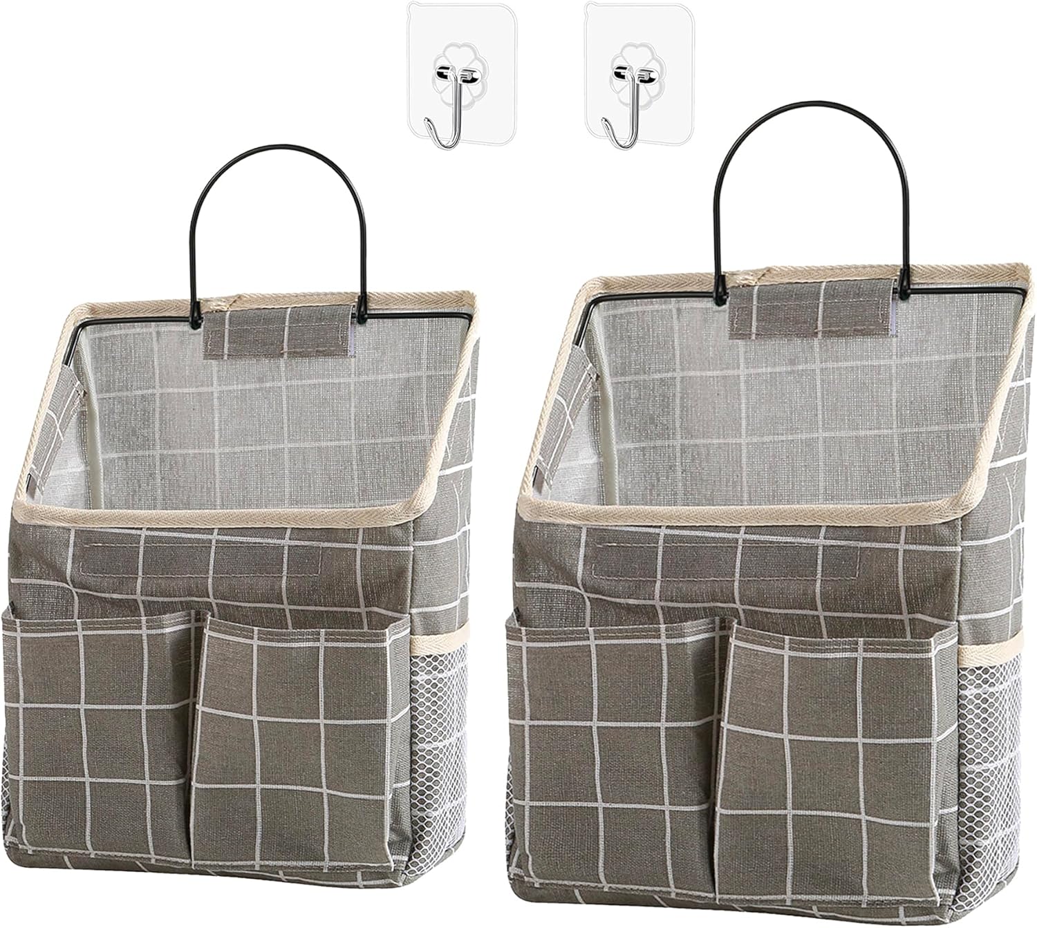 2 Pack Wall Hanging Storage Bag,Wall Hanging Organizer bags with Pockets, Wall Organizer Storage for Dormitory Bathroom Bedroom (Grey-upgraded)… - Grand Goldman