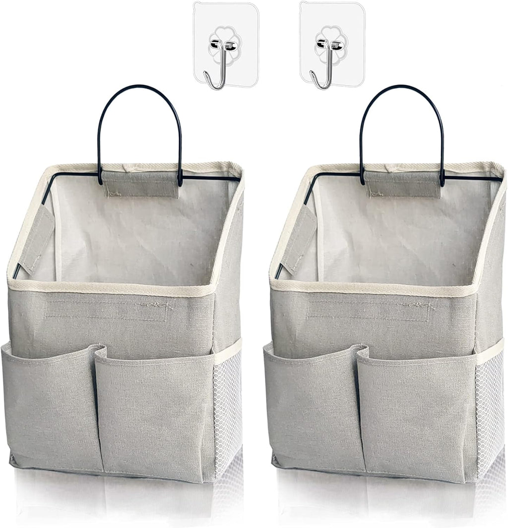 2 Pack Wall Hanging Storage Bag,Wall Hanging Organizer bags with Pockets, Wall Organizer Storage for Dormitory Bathroom Bedroom (Grey-upgraded)… - Grand Goldman