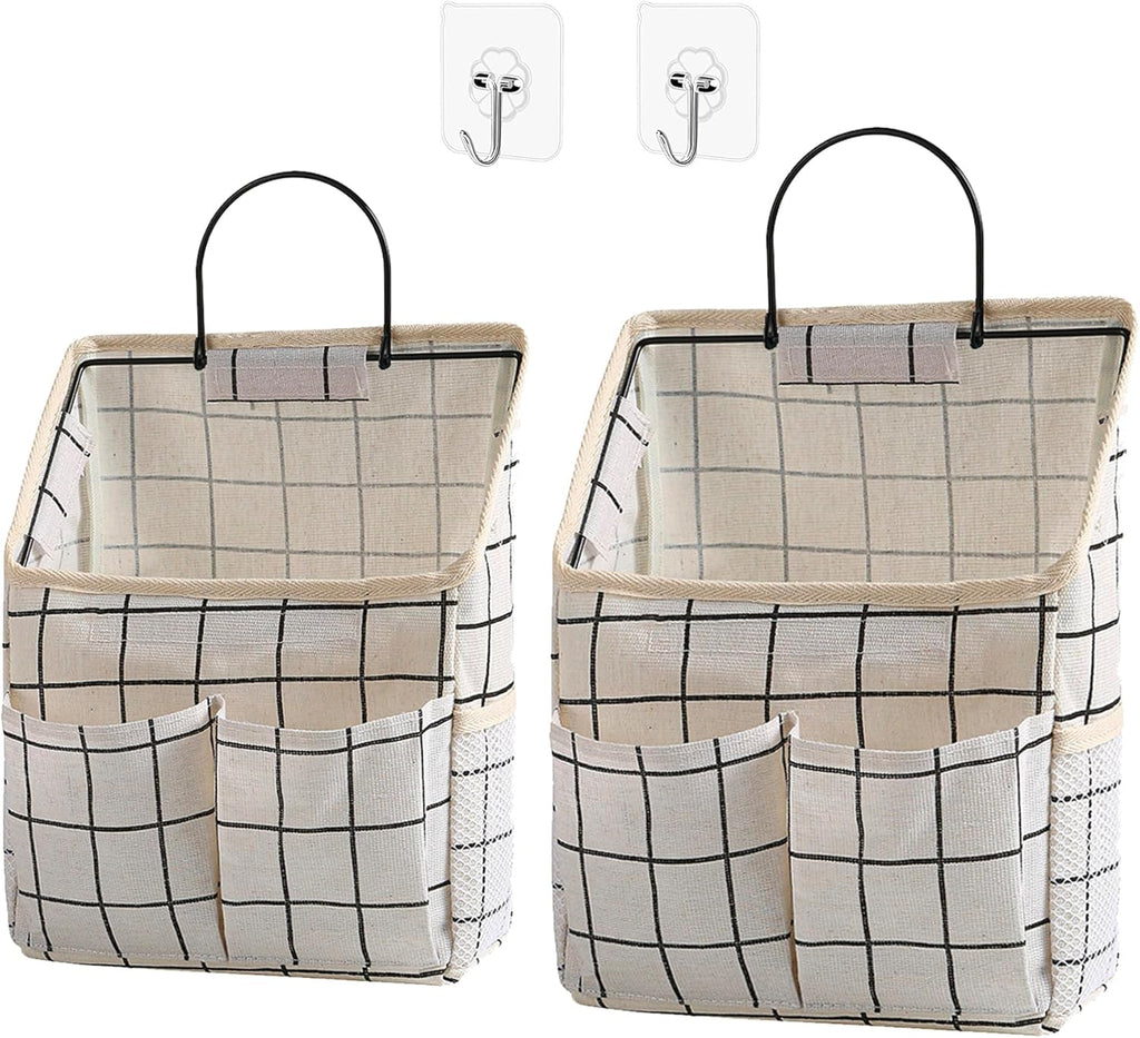 2 Pack Wall Hanging Storage Bag,Wall Hanging Organizer bags with Pockets, Wall Organizer Storage for Dormitory Bathroom Bedroom (Grey-upgraded)… - Grand Goldman