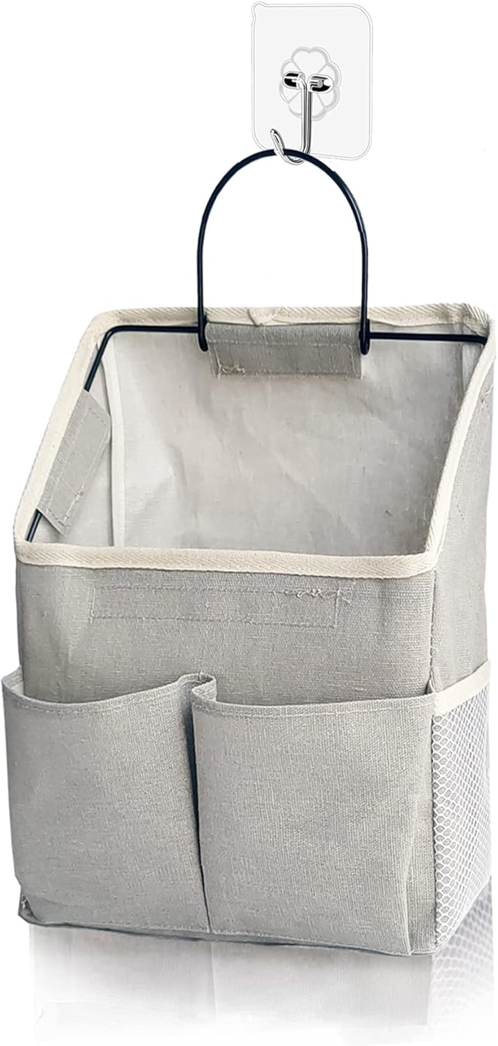 2 Pack Wall Hanging Storage Bag,Wall Hanging Organizer bags with Pockets, Wall Organizer Storage for Dormitory Bathroom Bedroom (Grey-upgraded)… - Grand Goldman