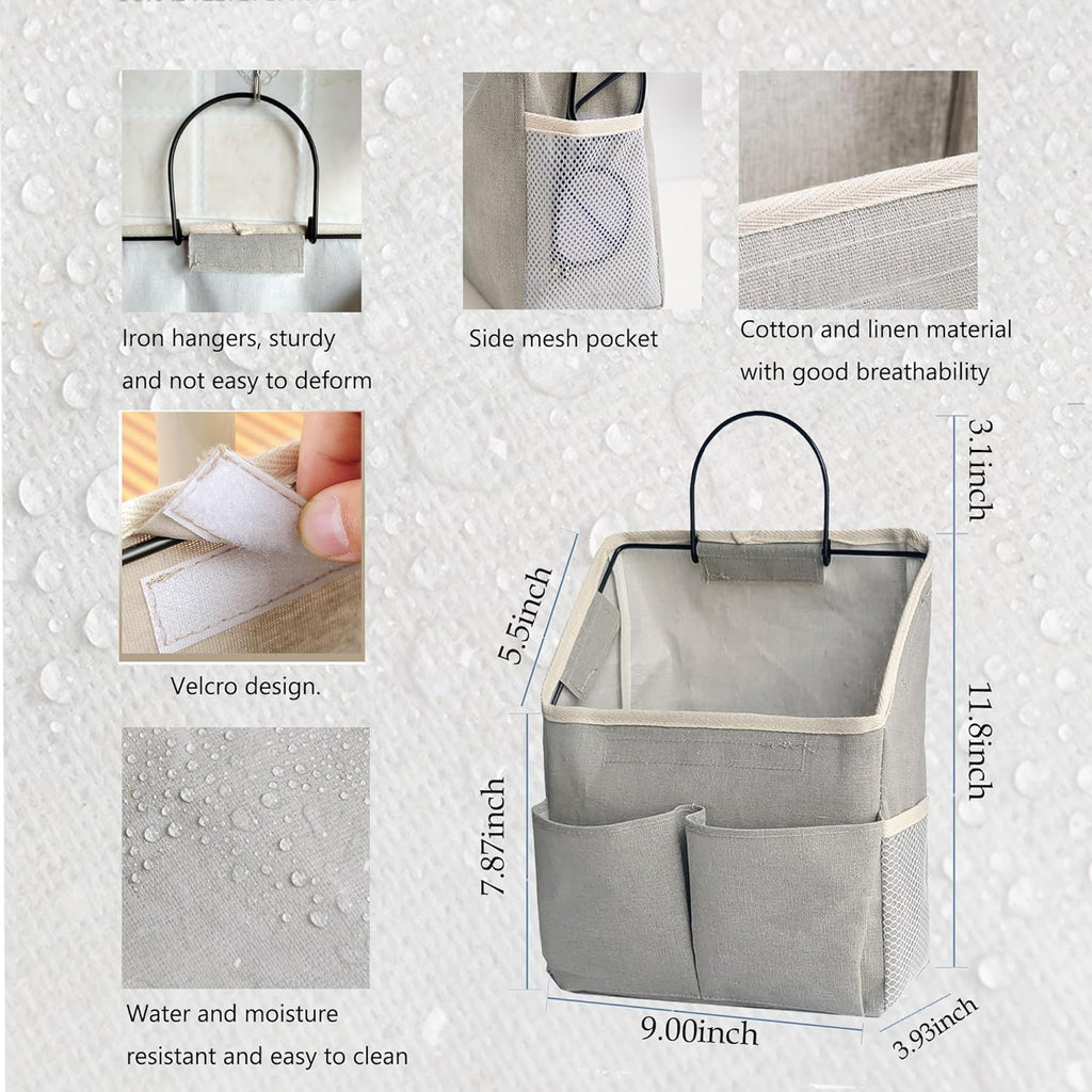 2 Pack Wall Hanging Storage Bag,Wall Hanging Organizer bags with Pockets, Wall Organizer Storage for Dormitory Bathroom Bedroom (Grey-upgraded)… - Grand Goldman