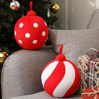 2 Pcs Christmas Ball Pillows 7 Inch Round Xmas Throw Pillow 3D Christmas Shaped Pillow Cute Ball Christmas Decoration for Couch Chair Bed Living Room (Green and White) - Grand Goldman