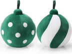 2 Pcs Christmas Ball Pillows 7 Inch Round Xmas Throw Pillow 3D Christmas Shaped Pillow Cute Ball Christmas Decoration for Couch Chair Bed Living Room (Green and White) - Grand Goldman