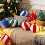 2 Pcs Christmas Ball Pillows 7 Inch Round Xmas Throw Pillow 3D Christmas Shaped Pillow Cute Ball Christmas Decoration for Couch Chair Bed Living Room (Green and White) - Grand Goldman