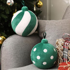 2 Pcs Christmas Ball Pillows 7 Inch Round Xmas Throw Pillow 3D Christmas Shaped Pillow Cute Ball Christmas Decoration for Couch Chair Bed Living Room (Green and White) - Grand Goldman