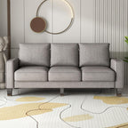 2 Piece Sectional Sofa Set-Comfy Upholstered Couch Set, Solid Wood Leg, Ultra Thick Cushion, Seats Storage, Including 3 Seater Sofa and Loveseat Sofa, Living Room, Apartment, Beige - Grand Goldman