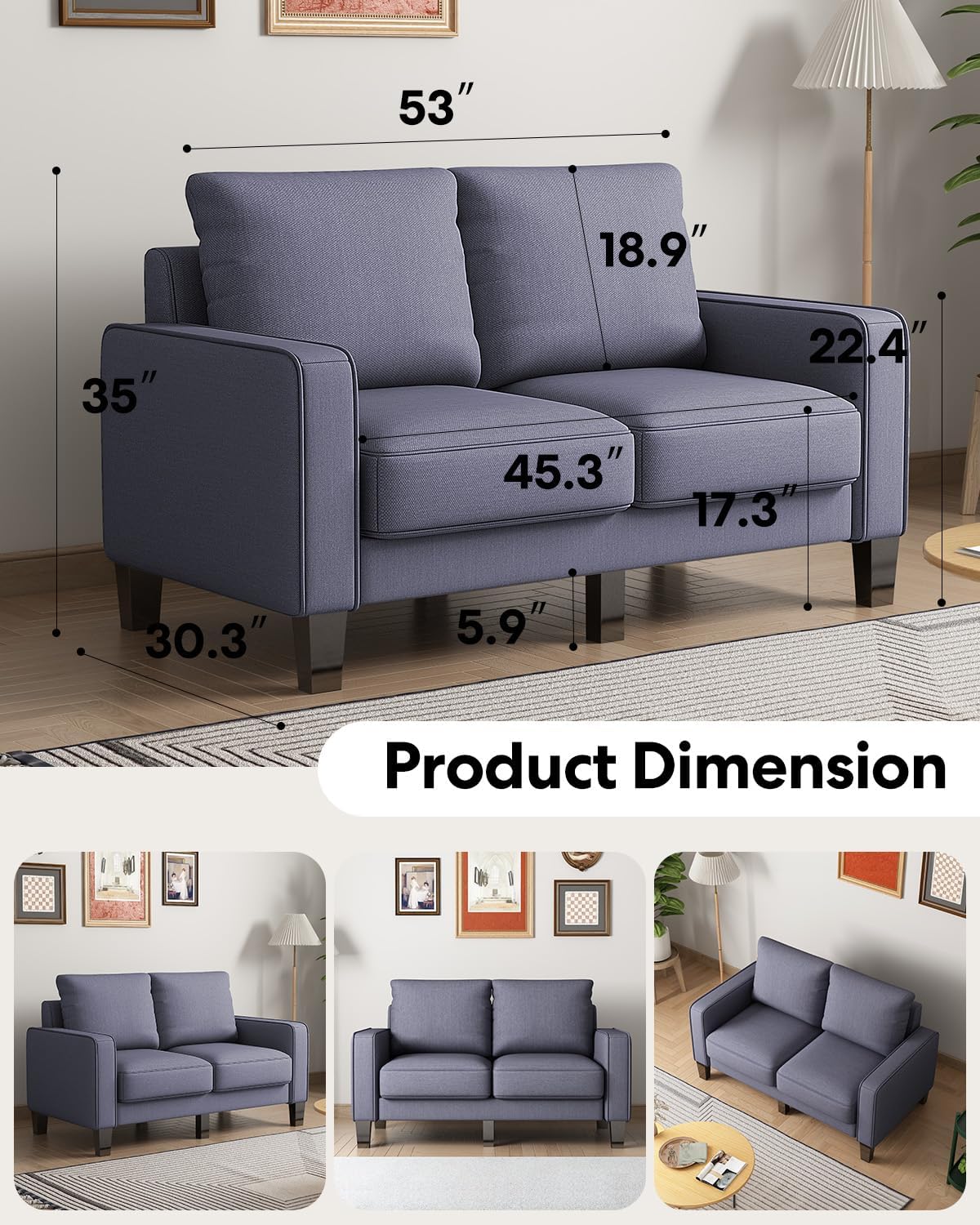 2 Piece Sectional Sofa Set-Comfy Upholstered Couch Set, Solid Wood Leg, Ultra Thick Cushion, Seats Storage, Including 3 Seater Sofa and Loveseat Sofa, Living Room, Apartment, Beige - Grand Goldman