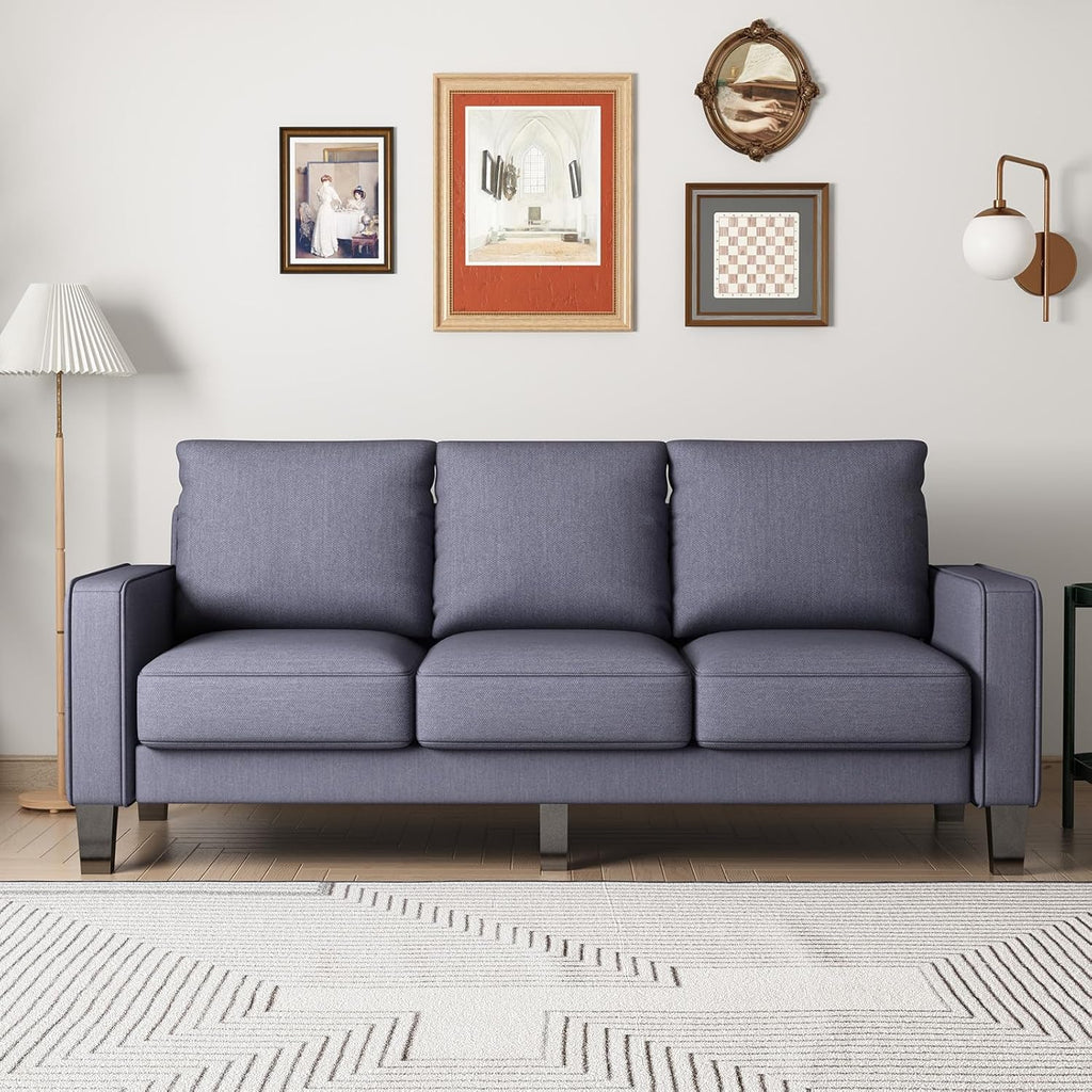 2 Piece Sectional Sofa Set-Comfy Upholstered Couch Set, Solid Wood Leg, Ultra Thick Cushion, Seats Storage, Including 3 Seater Sofa and Loveseat Sofa, Living Room, Apartment, Beige - Grand Goldman